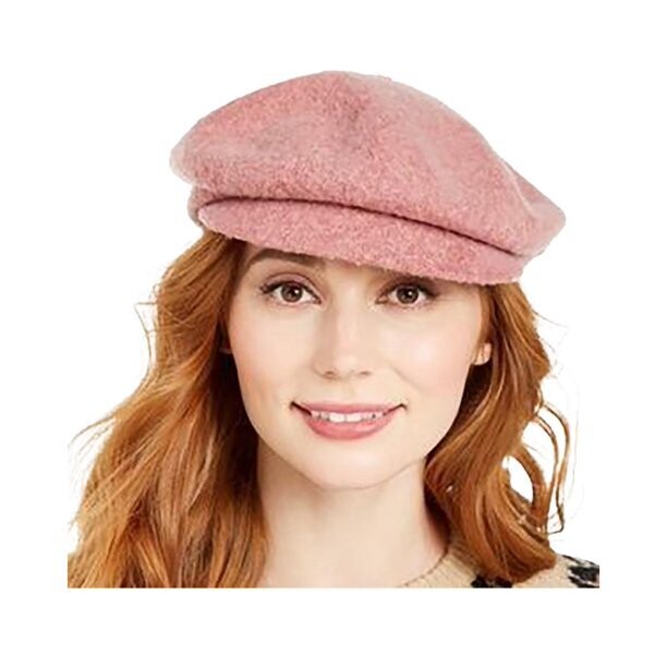Nine West Womens Wool Knit Newsboy Hat Pink
