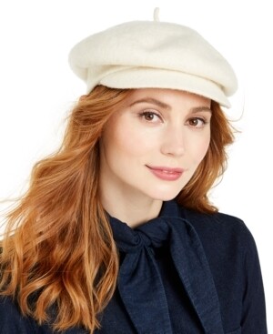 Nine West Women's Classic Wool Newsboy Hat, Ivory, One Size