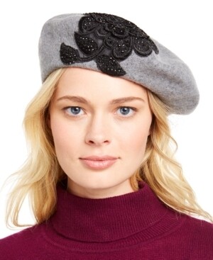 August Hats Applique Melton Beret - Grey