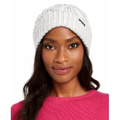 Michael Michael Kors Patchwork Cable-Knit Cuff Hat - Cream/Gold