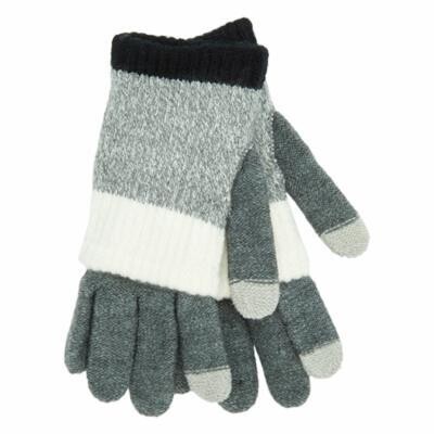 Womens Steve Madden Stripe Knit I-Touch Gloves , Black