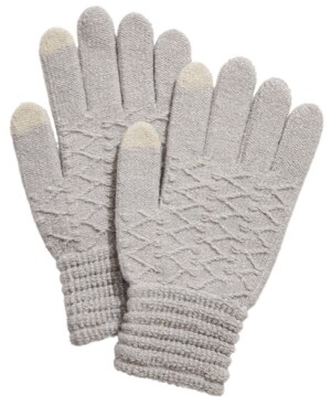 Steve Madden Lurex Zig Zag ITouch Gloves, Grey