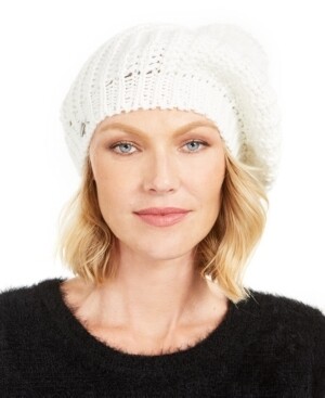 Steve Madden Women&#39;s Beanies CREAM - Cream Ribbed-Knit Pom-Pom Beanie