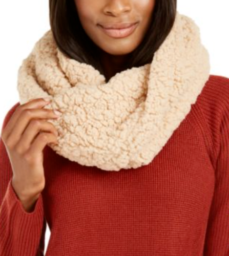 International Concepts Women's Faux Sherpa Teddy Cowl Scarf Dark Beige