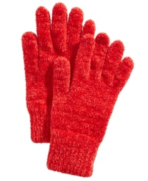 Charter Club Solid Chenille Gloves Red 