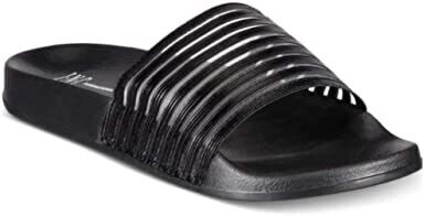International Concepts Metallic Mesh Stripe Slides, Deep Black - M