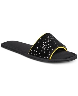 International Concepts Velvet Printed Slide Slippers, Star Print - M