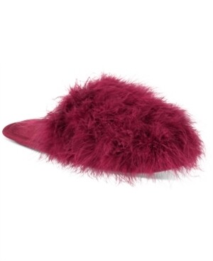 International Concepts Faux-Marabou Slide Slippers, Burgundy - S (5/6)