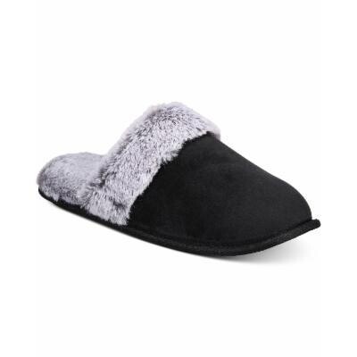 Charter Club Women's Slippers with Faux-Fur Trim, Black - S (5/6)