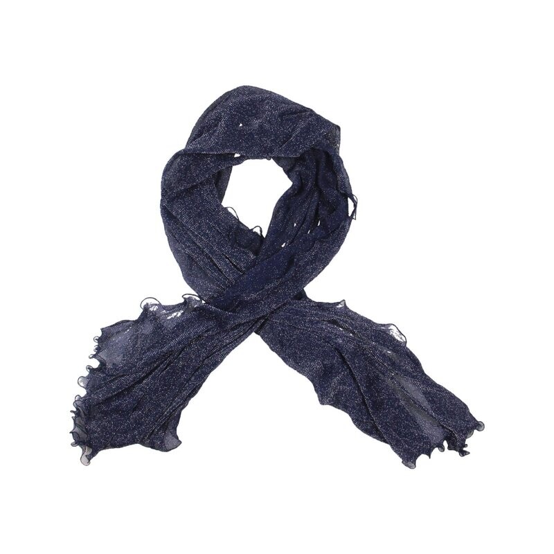 International Concepts Womens Metallic Ruffle Edge Wrap Navy O/S