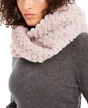 International Concepts Twisted Heart Faux Fur Cowl Loop Scarf, Mauve