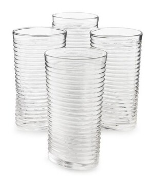 The Cellar Set of 4 Clear Ribbed Highball Glass