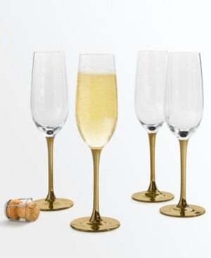 Martha Stewart Collection Gold Stem Champagne Glasses, Set of 4