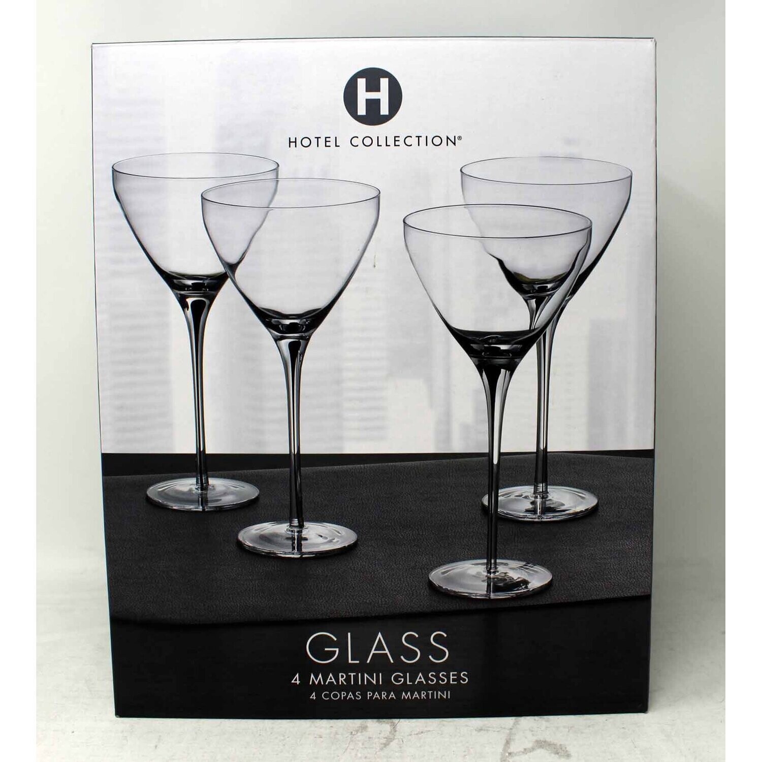 Hotel Collection Glass Black Stem Martini Glasses 4 Count