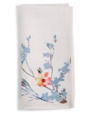 Bardwil Home White Floral Le Jardin Napkin Beige