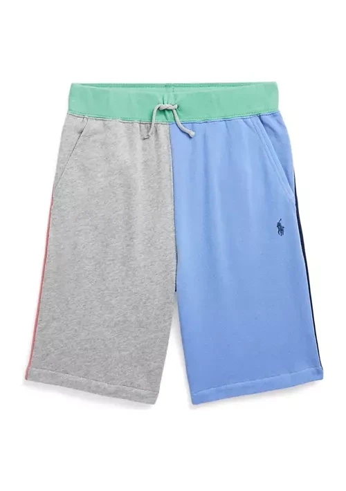 Big Boys Color-Blocked Spa Terry Shorts - Andover Heather Multi Small (8)