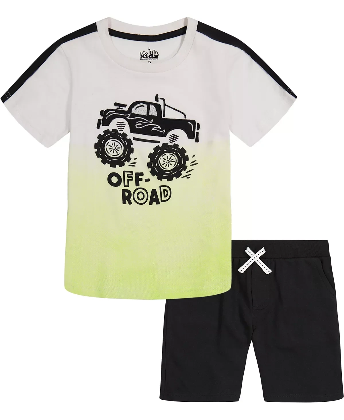 Kids Headquarters Little Boys 2 Piece Short Sleeve Gradient T-shirt and French Terry Shorts Set - Black Size 6