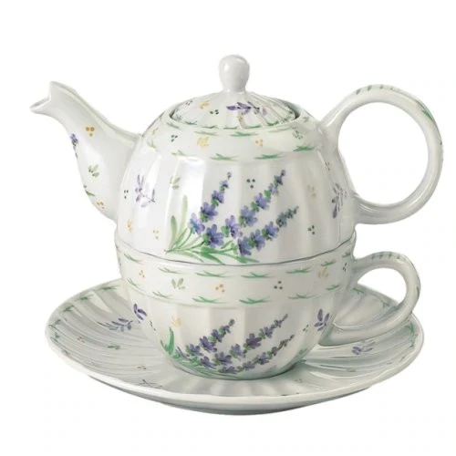Sweet Tea Teapot for One Lavender Ribbed Teapot with Strainer