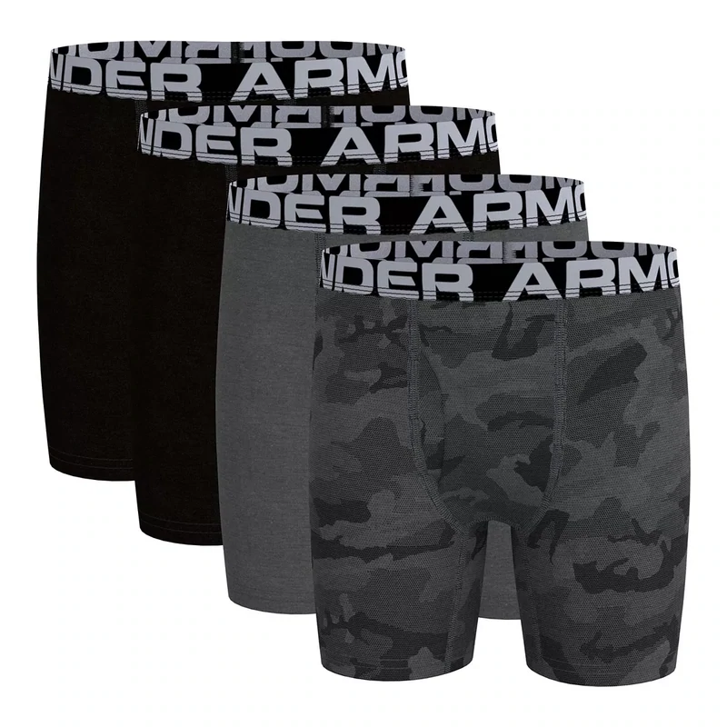 Under Armour 4-Pack Camo Boxer Set, Boy&#39;s, Size: Small, Grey