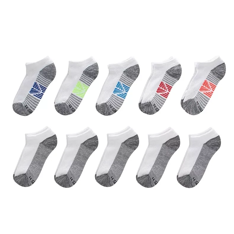 Hanes Ultimate Boys&#39; No Show Socks 10-Pack White Medium 9-21/2