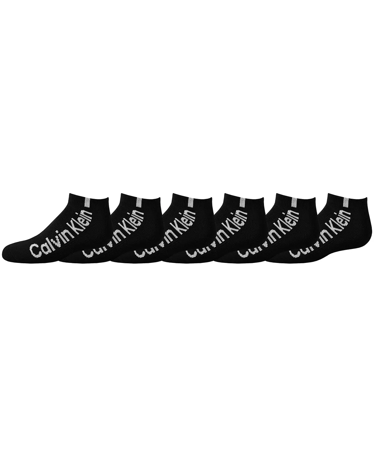 Calvin Klein Big Boys No Show Performance Socks, 6 Pack - Black Large 9-11