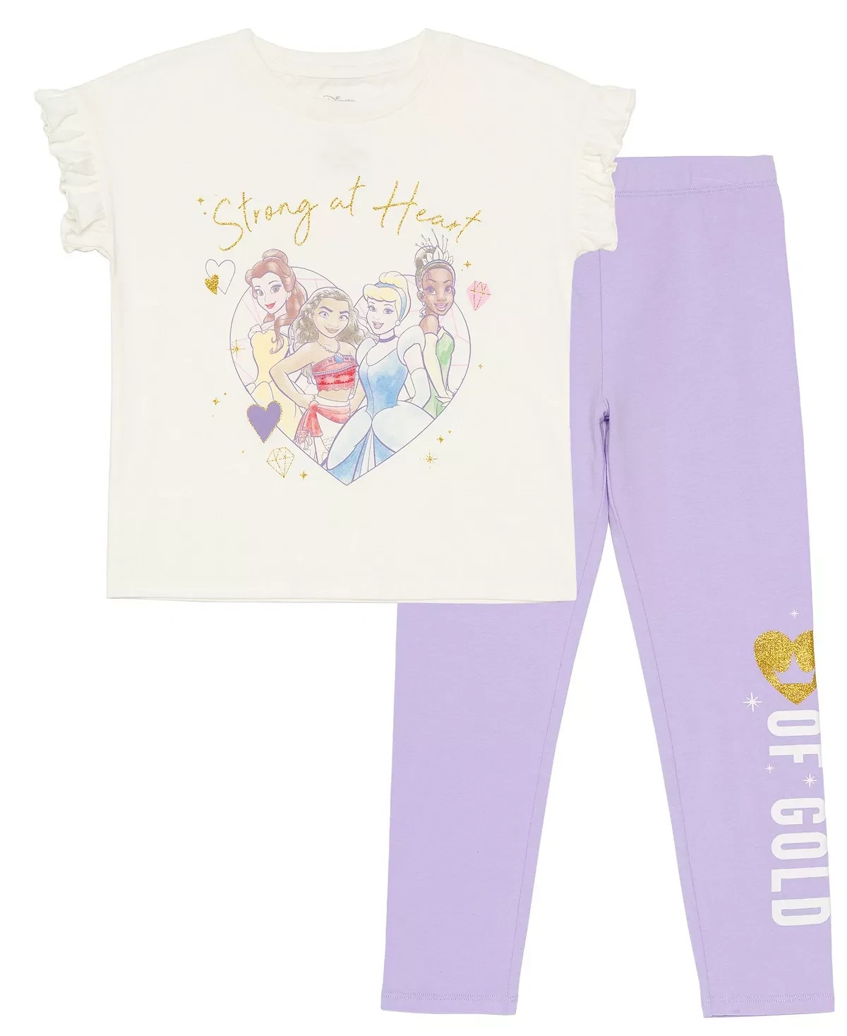 Little Girls Strong at Heart Top and Leggings 2-Piece Set, Size 4