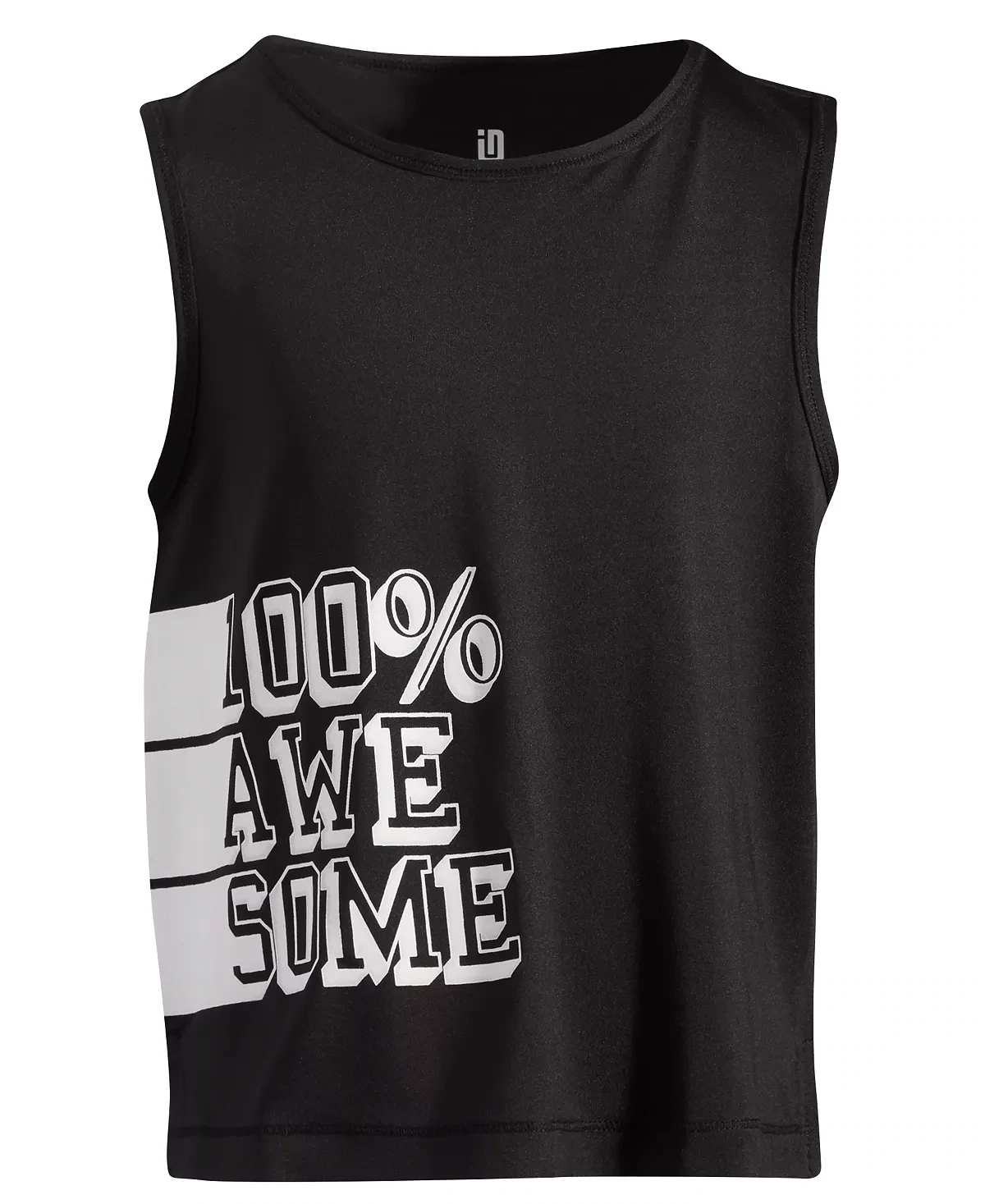 ID Ideology Big Girls 100% Awesome Tank Top, Deep Black - Size Small
