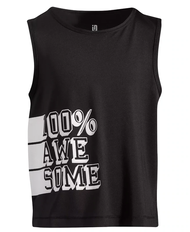 ID Ideology Big Girls 100% Awesome Tank Top, Deep Black - Size Small