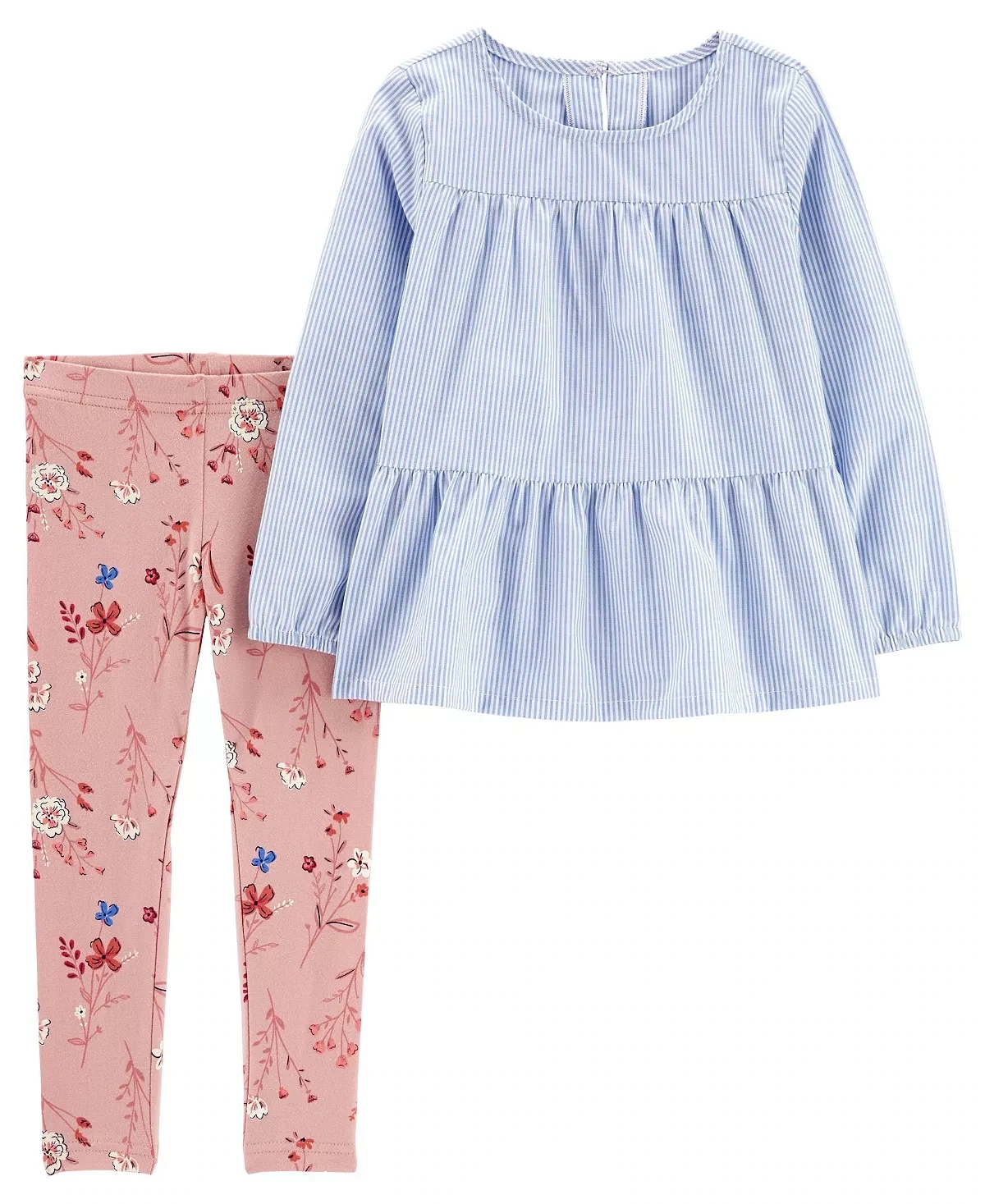Carter&#39;s Baby Girls Striped Tiered Long Sleeves Top and Leggings, 2-Piece Set Size 3 Months