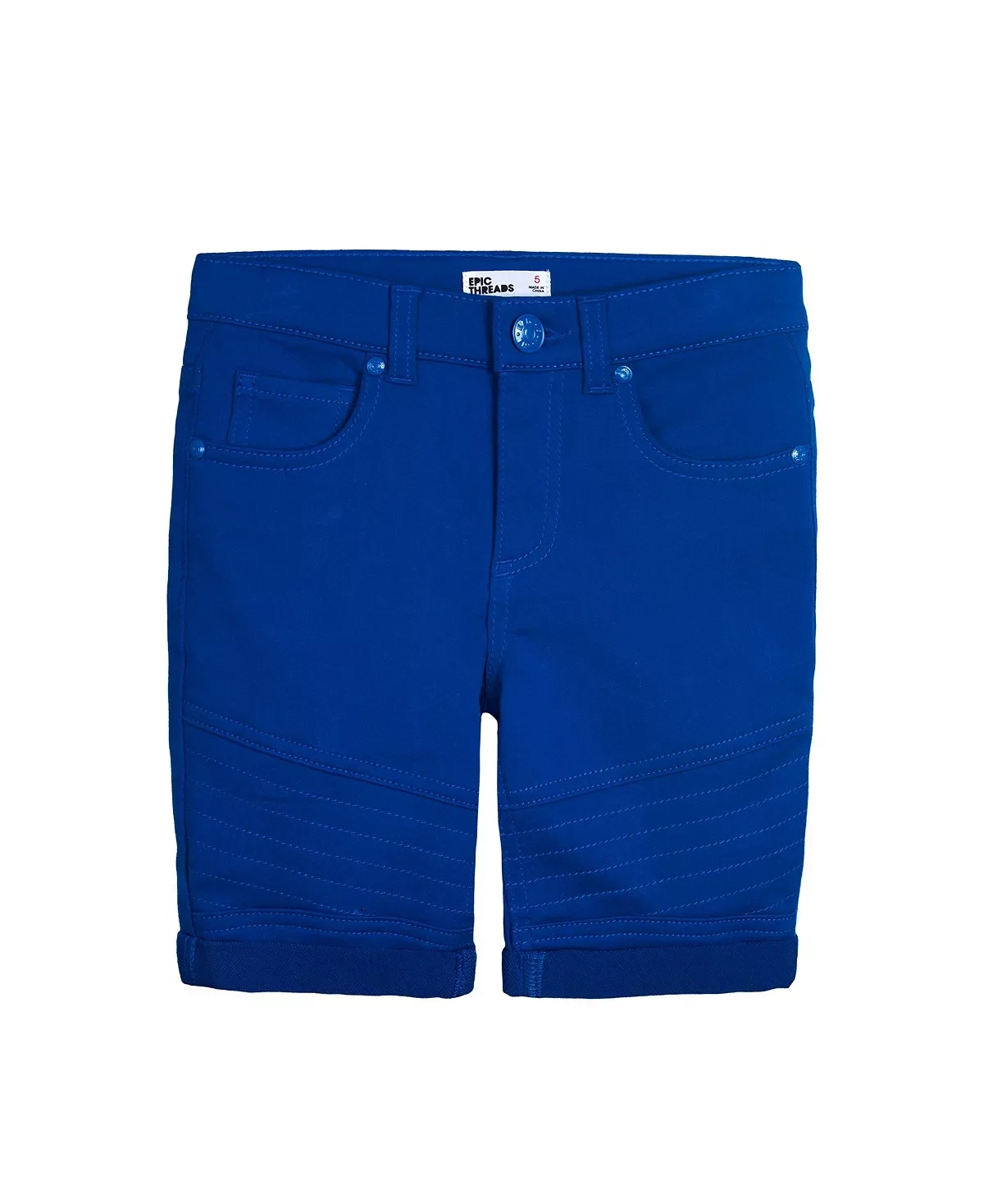 Little Boys Moto Denim Shorts, Sparkling Blue - Size 6