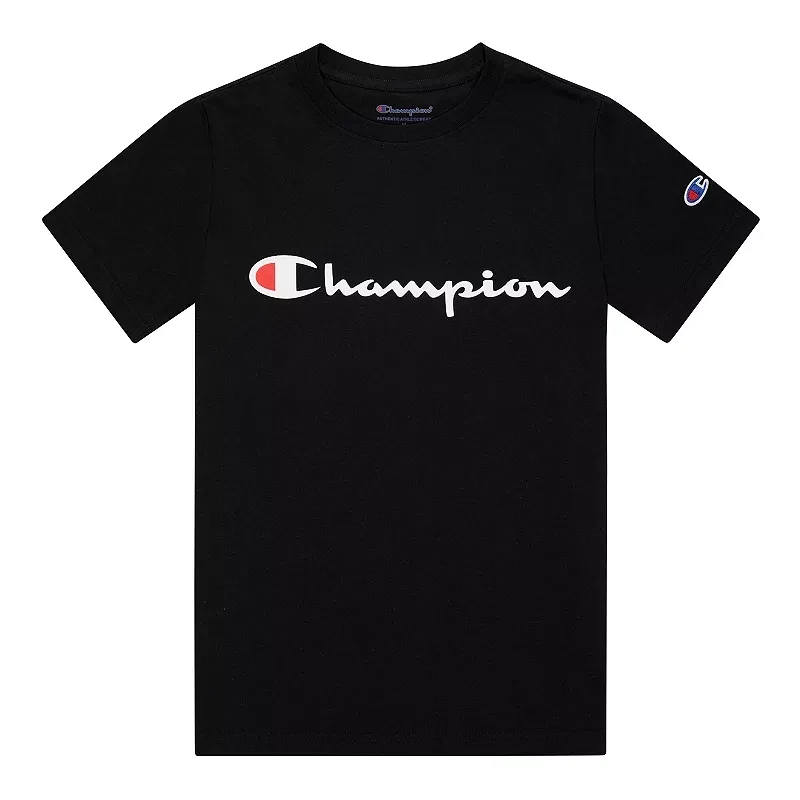 Champion Big Boys Short Sleeve Signature T-shirt, Black - Size Small