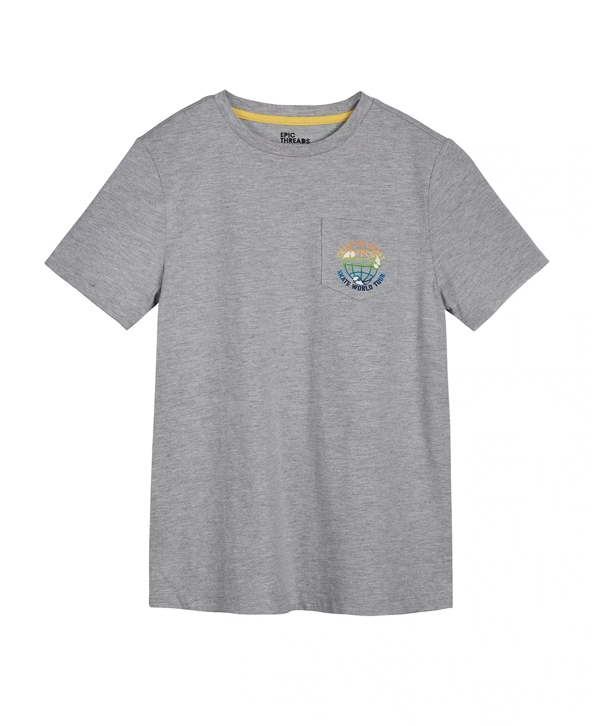 Epic Threads Big Boys Graphic Pocket T-shirt Light Grey - Size Small