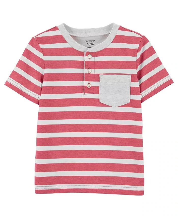 Toddler Boy Carter&#39;s Striped Pocket Henley Shirt, Toddler Boy&#39;s, Size: 4T - Red