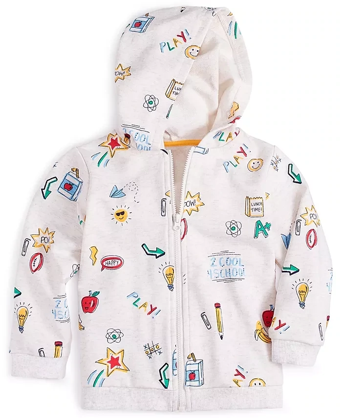 First Impressions Toddler Boys Doodle Zip Hoodie, Snow Owl Hthr - Size 2T