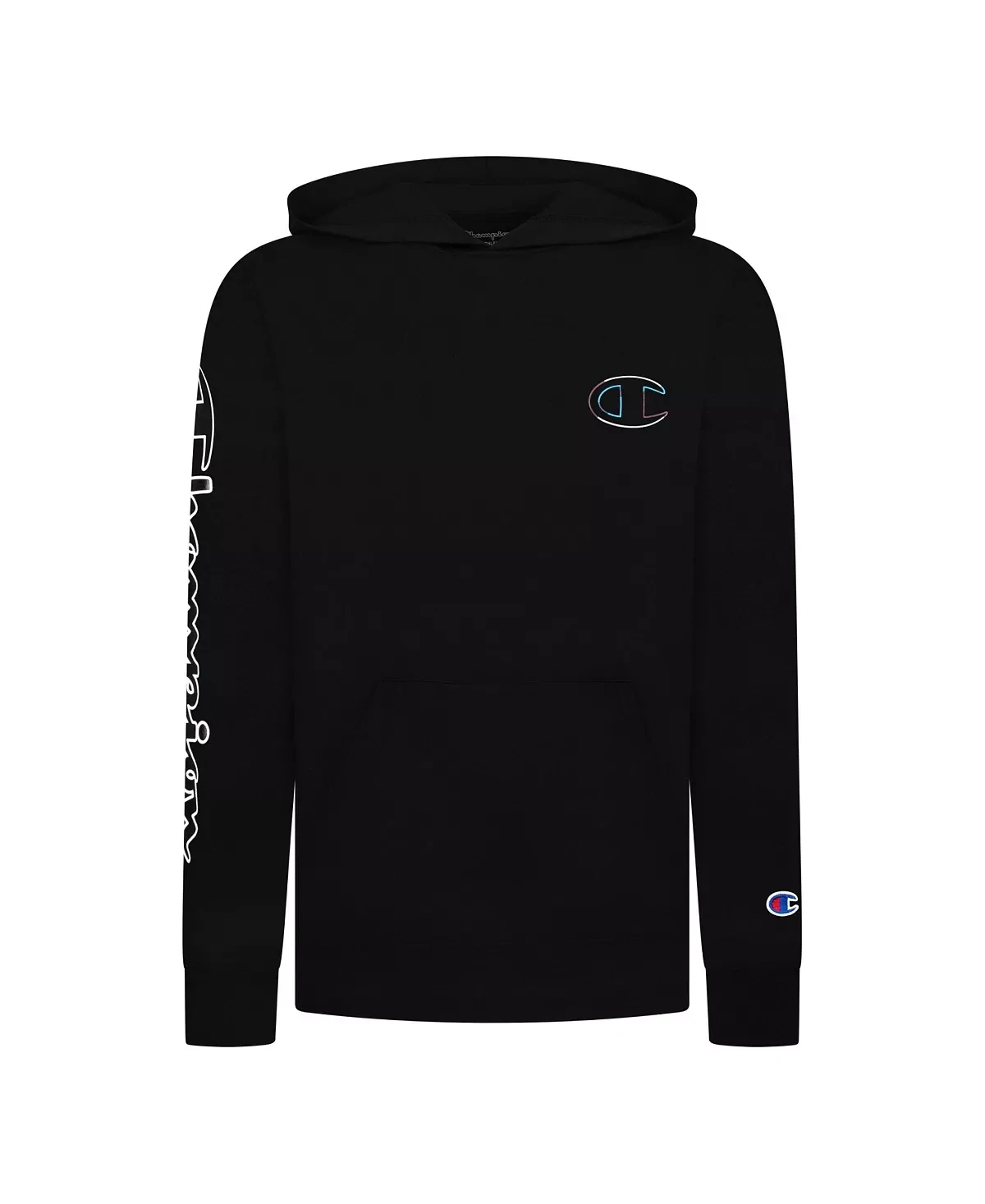 Champion Big Boys Long Sleeve Hooded Outline Script Tee, Size Small