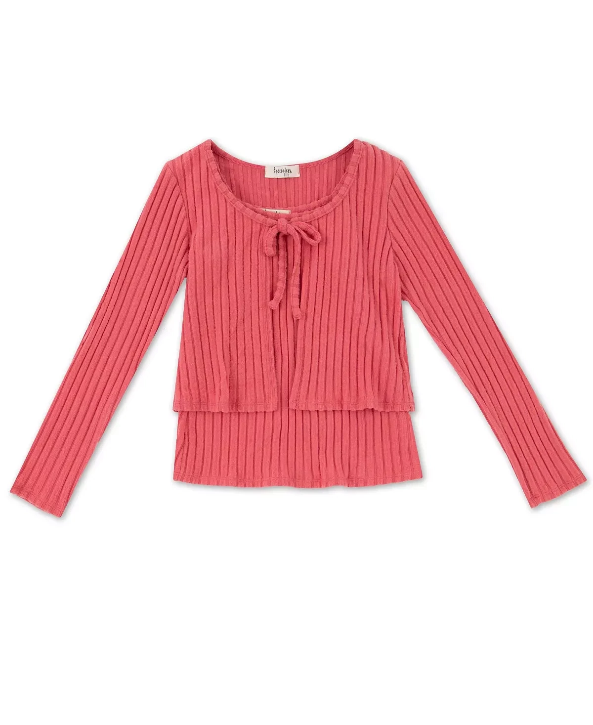 Speechless Big Girls Rib Top with Tie Front Cardigan Set, 2-Piece - Size Medium