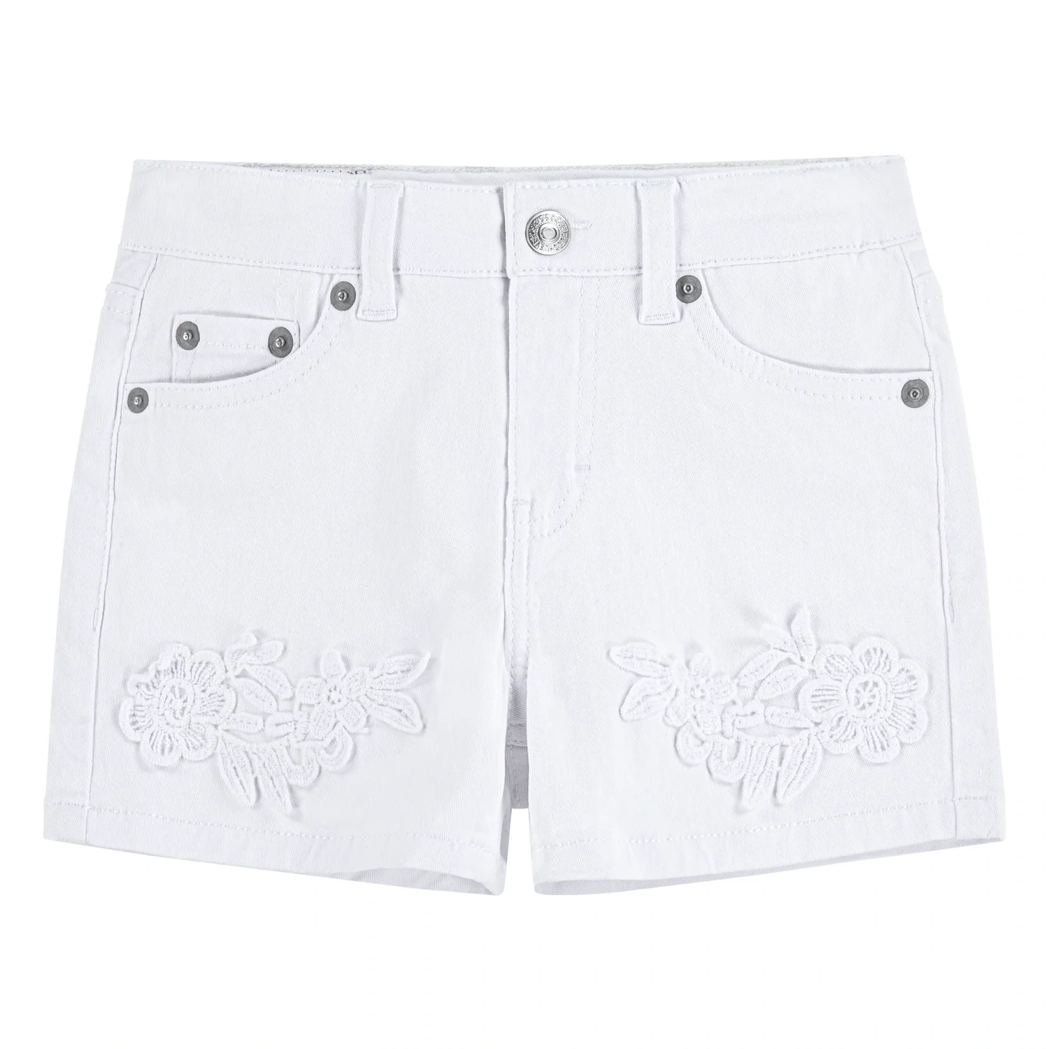 Levi&#39;s White Soft Denim Toddler Shorts, Size 2T