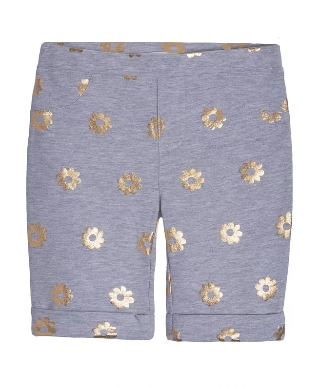 Epic Threads Little Girls Flower Bermuda Shorts, Ghost Heather - Size 6X