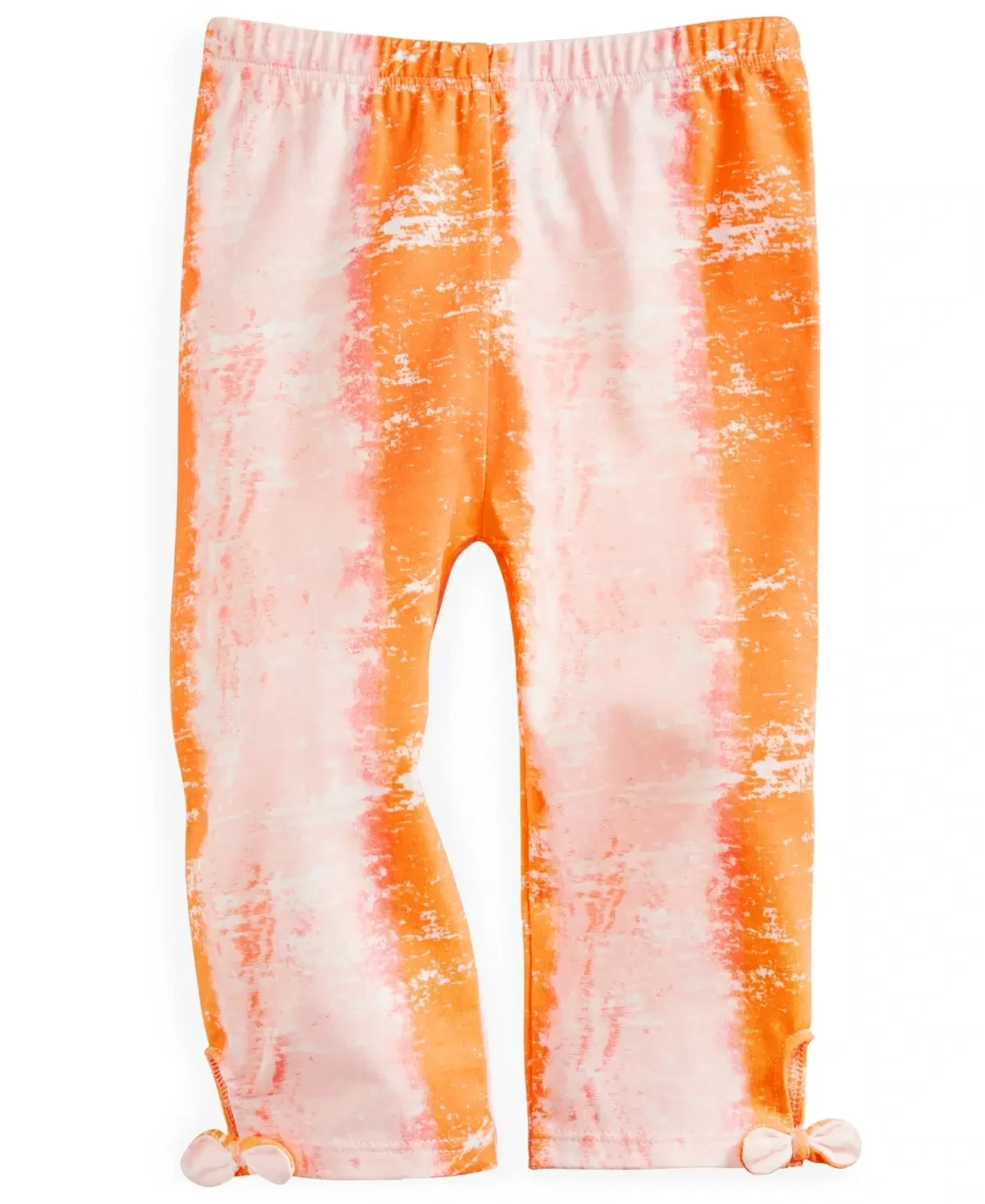 First Impressions Toddler Girls Print Bow-Ankle Leggings, Orange Pink Smudge - Size 3T