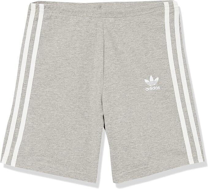 Adidas Big Girls Adicolor Cycling Shorts - Medium Gray Heather, White - Size Large