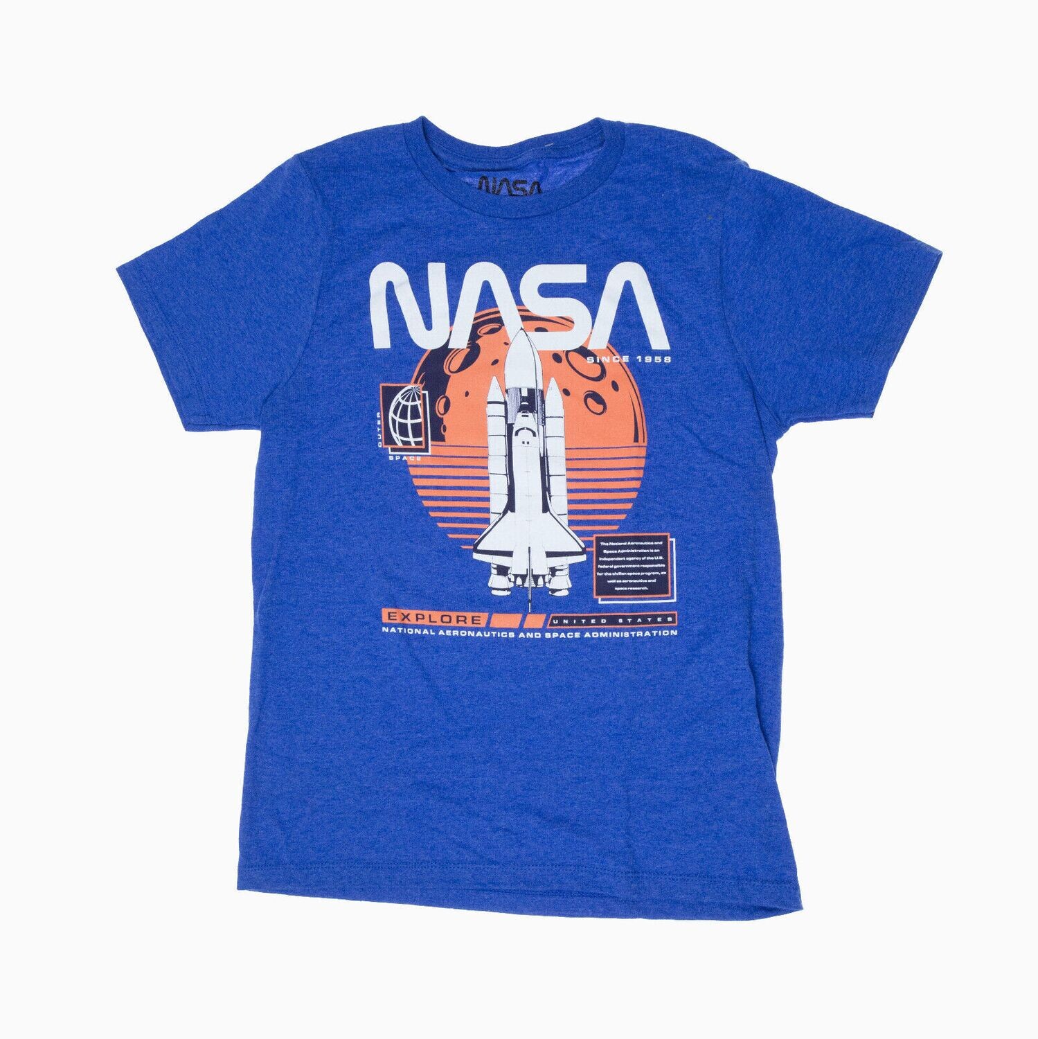 Nasa Explore Big Boys Graphic T-shirt - Royal Heather - Size X-Large
