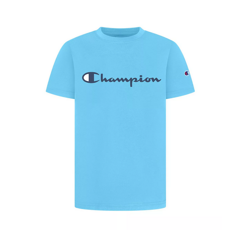 Champion Big Boys Short Sleeve Signature T-shirt, Blue Seaglass - Size Small