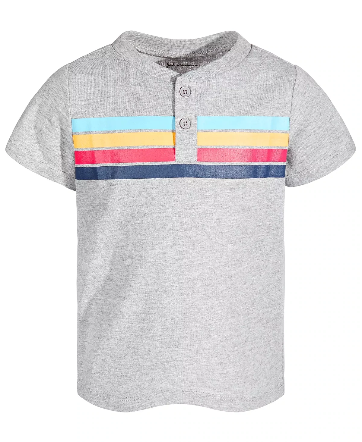 First Impressions Toddler Boys Striped Henley T-Shirt, Hthr Sterling - Size 3T
