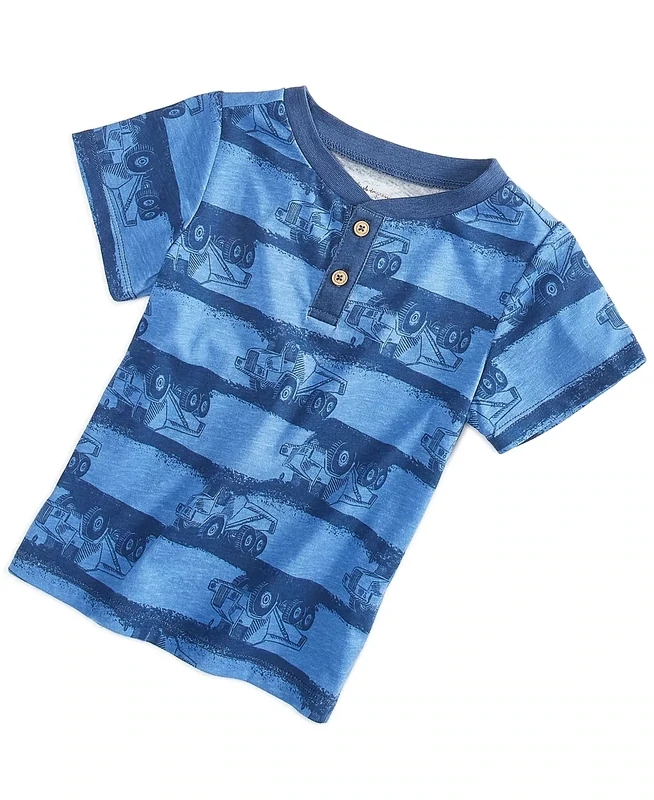 First Impressions Baby Boys Truck Stripe Henley - Size 6/9 Months