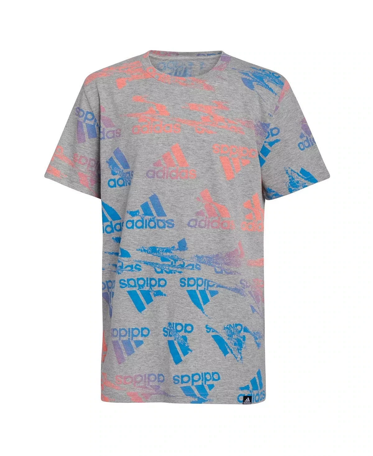 Adidas Big Boys Short Sleeve Glitchy All Over Print Heather T-shirt - Size Medium (10/12)