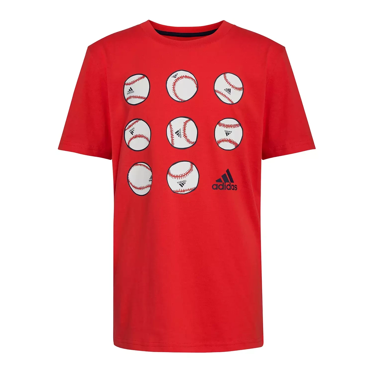 Adidas Boys Baseball T-Shirt, Red, Medium (10/12)