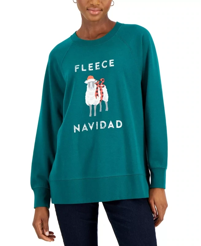 Style &amp; Co Holiday Graphic Sweatshirt, Size Medium