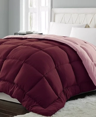 Martha Stewart Essentials Down Alternative Solid Reversible Comforter, Full/Queen, Burgundy