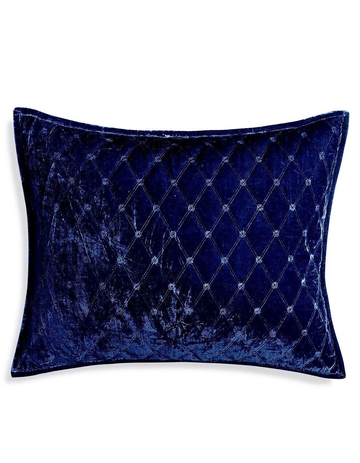 Martha Stewart Collection Diamond Tufted Velvet Quilted Sham, King - Navy