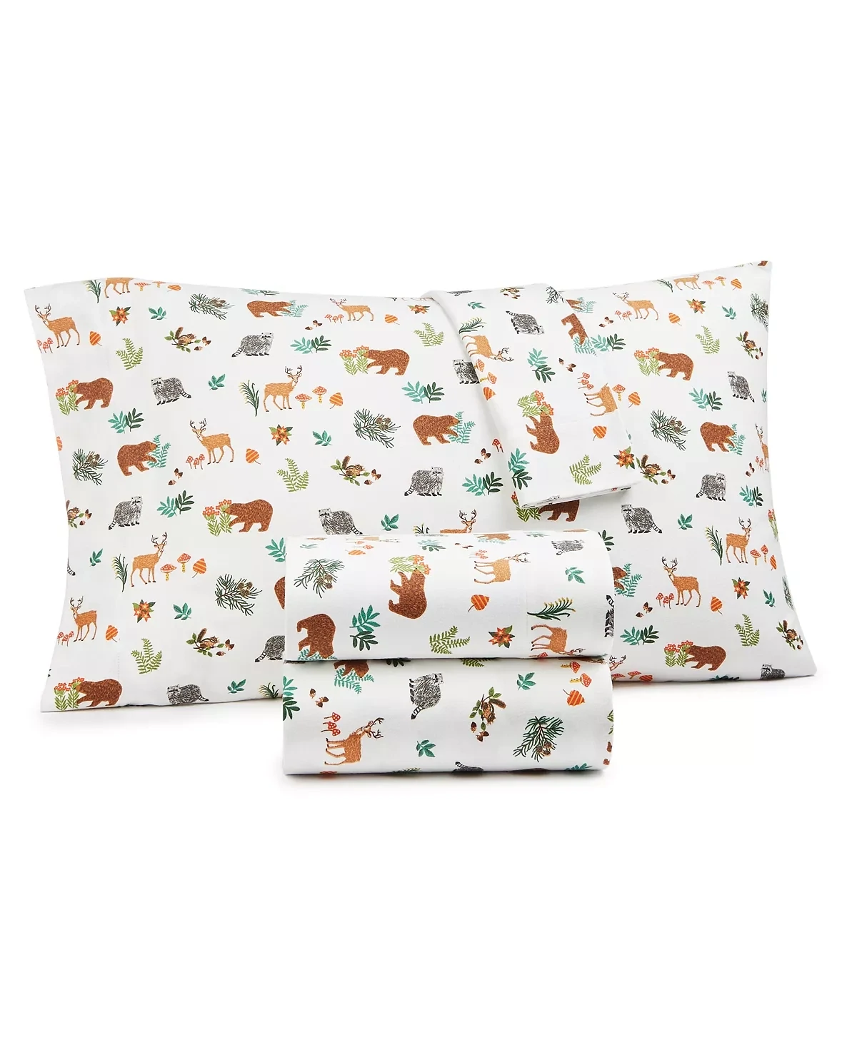 Whim by Martha Stewart Woodland Cotton Flannel 4-Pc Sheet Set, Full, Woodland